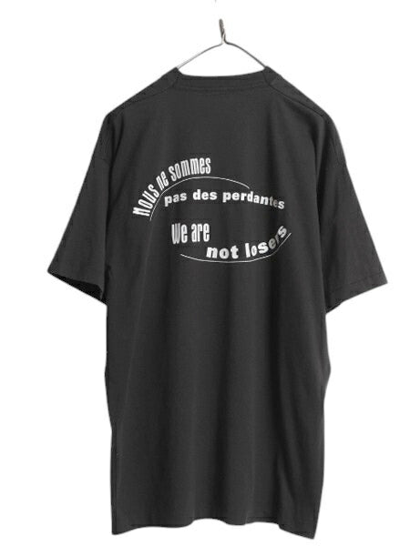 90s メッセージ イラスト 両面 プリント Tシャツ メンズ XL 程/ オールド 医療 カレッジ グラフィック シングルステッチ 大きいサイズ 黒