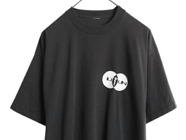 90s メッセージ イラスト 両面 プリント Tシャツ メンズ XL 程/ オールド 医療 カレッジ グラフィック シングルステッチ 大きいサイズ 黒