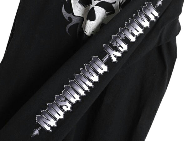 00s USA製 ハーレー ダビットソン 4面 プリント 長袖 Tシャツ メンズ L / オールド スカル トライバル ファイヤー ロンT 大きいサイズ 黒