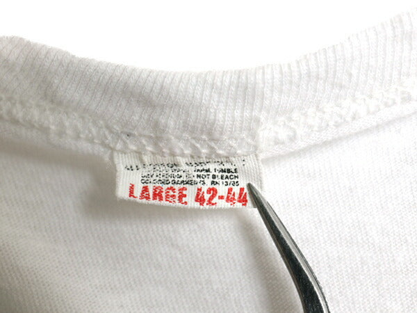 70s USA製 フルーツオブザルーム バインダーネック Vネック 無地 半袖 Tシャツ L 小さめ メンズ M 程/ ヴィンテージ シングルステッチ 白