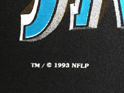 90s USA製 NFL ジャガーズ 両面 イラスト プリント Tシャツ XL オールド アメフト オフィシャル シングルステッチ 黒 NUTMEG 大きいサイズ