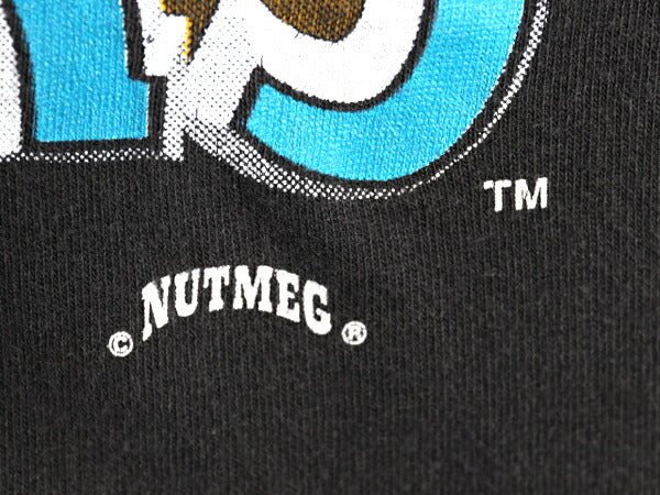 90s USA製 NFL ジャガーズ 両面 イラスト プリント Tシャツ XL オールド アメフト オフィシャル シングルステッチ 黒 NUTMEG 大きいサイズ