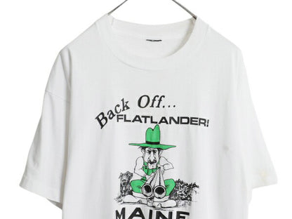 90s USA製 ジョーク キャラクター イラスト プリント Tシャツ メンズ XL / オールド 大きいサイズ メッセージ シングルステッチ カットソー