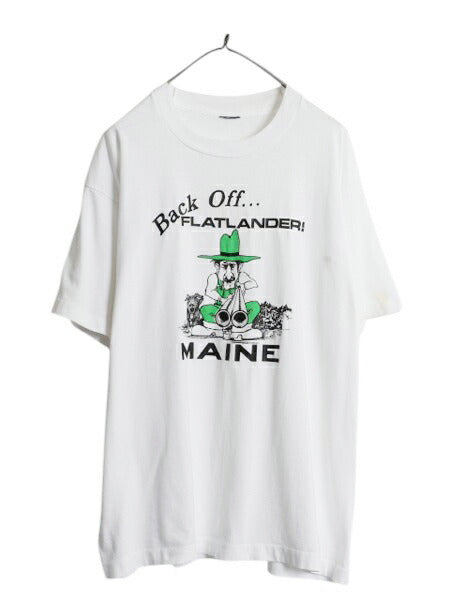90s USA製 ジョーク キャラクター イラスト プリント Tシャツ メンズ XL / オールド 大きいサイズ メッセージ シングルステッチ カットソー