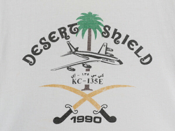 90s USA製 ミリタリー イラスト プリント Tシャツ L 小さめ メンズ M 程 古着 オールド シングルステッチ グラフィック USAF 空軍 ホワイト