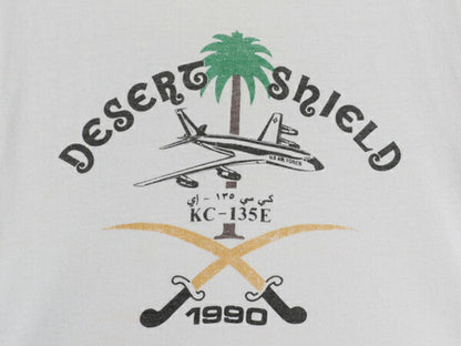 90s USA製 ミリタリー イラスト プリント Tシャツ L 小さめ メンズ M 程 古着 オールド シングルステッチ グラフィック USAF 空軍 ホワイト
