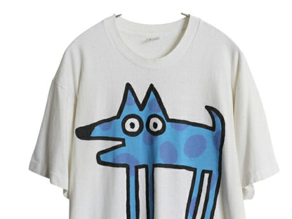 90s USA製 ポップ アート イラスト プリント Tシャツ メンズ L / 古着 オールド パロディ キャラクター グラフィック シングルステッチ 白