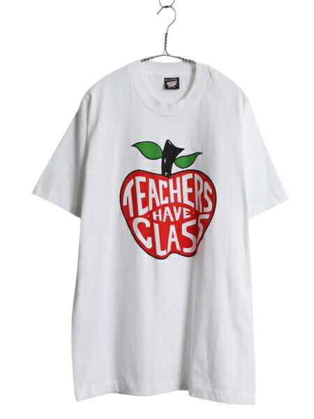 デッドストック 90s USA製 メッセージ イラスト プリント Tシャツ メンズ XL オールド グラフィック リンゴ シングルステッチ 大きいサイズ