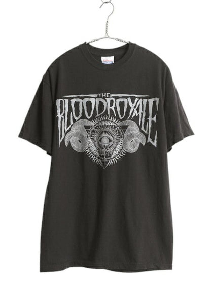 The Blood Royale グラフィック ロゴ プリント Tシャツ メンズ M 古着 イラスト ハードコア バンド パンク メタル ロック インディーズ 黒