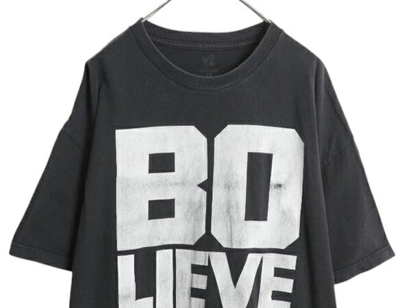 WWE オフィシャル ボー ダラス メッセージ 両面 プリント Tシャツ メンズ 2X 古着 ヘビーウェイト プロレス アメプロ WWF 大きいサイズ 黒