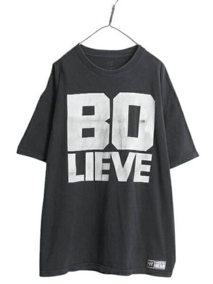 WWE オフィシャル ボー ダラス メッセージ 両面 プリント Tシャツ メンズ 2X 古着 ヘビーウェイト プロレス アメプロ WWF 大きいサイズ 黒