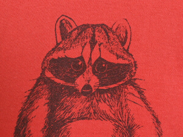 80s USA製 アライグマ 両面 イラスト プリント Tシャツ メンズ XL ヴィンテージ アニマル グラフィック シングルステッチ 大きいサイズ 赤