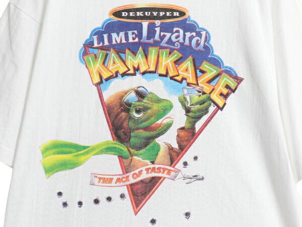 デッドストック 90s 企業物 キャラクター イラスト プリント Tシャツ メンズ XL 新品 オールド 大きいサイズ リザード シングルステッチ 白