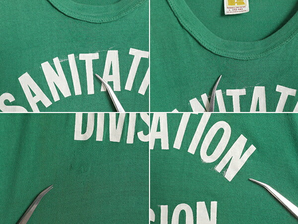 70s USA製 ラッセル 2段 プリント Tシャツ L 小さめ メンズ レディース M RUSSELL ヴィンテージ 初期 金タグ 100% COTTON シングルステッチ