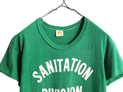 70s USA製 ラッセル 2段 プリント Tシャツ L 小さめ メンズ レディース M RUSSELL ヴィンテージ 初期 金タグ 100% COTTON シングルステッチ