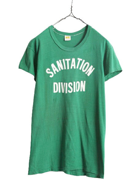 70s USA製 ラッセル 2段 プリント Tシャツ L 小さめ メンズ レディース M RUSSELL ヴィンテージ 初期 金タグ 100% COTTON シングルステッチ