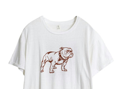 70s USA製 マックトラック ドッグ イラスト 染込み プリント Tシャツ メンズ XL 小さめ L 程 古着 ヴィンテージ アニマル 企業物 当時物 白