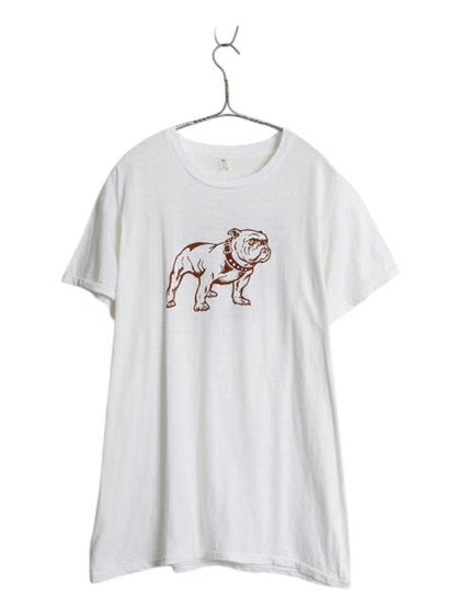 70s USA製 マックトラック ドッグ イラスト 染込み プリント Tシャツ メンズ XL 小さめ L 程 古着 ヴィンテージ アニマル 企業物 当時物 白