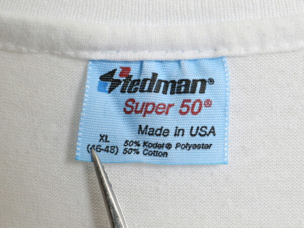 80s USA製 ジョーク キャラクター イラスト プリント Tシャツ XL ヴィンテージ 大きいサイズ メッセージ グラフィック シングルステッチ 白