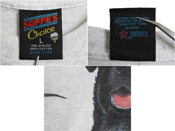 90s USA製 ドッグ アート イラスト プリント Tシャツ メンズ レディース L アニマル 犬 シングルステッチ ヘビーウェイト キャラクター 灰