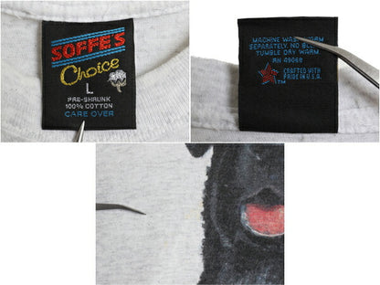 90s USA製 ドッグ アート イラスト プリント Tシャツ メンズ レディース L アニマル 犬 シングルステッチ ヘビーウェイト キャラクター 灰
