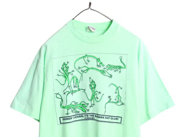 90s USA製 トカゲ 四十八手 イラスト プリント Tシャツ メンズ L 程 古着 オールド グラフィック エロ SEX キャラクター シングルステッチ