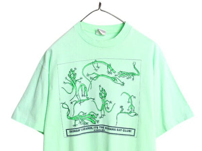 90s USA製 トカゲ 四十八手 イラスト プリント Tシャツ メンズ L 程 古着 オールド グラフィック エロ SEX キャラクター シングルステッチ