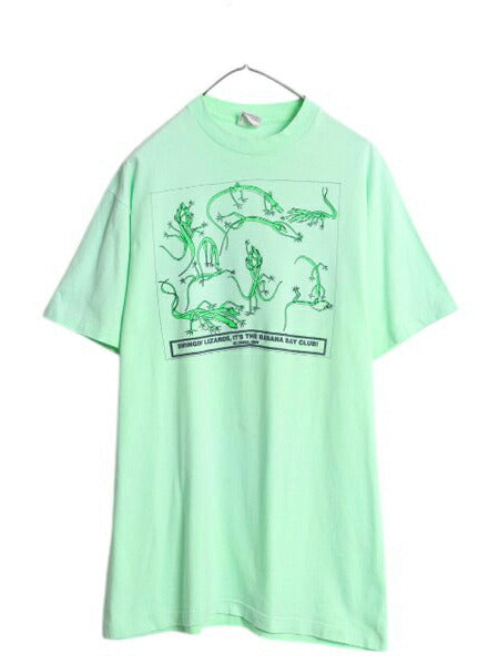 90s USA製 トカゲ 四十八手 イラスト プリント Tシャツ メンズ L 程 古着 オールド グラフィック エロ SEX キャラクター シングルステッチ