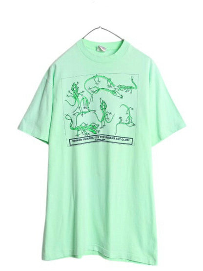 90s USA製 トカゲ 四十八手 イラスト プリント Tシャツ メンズ L 程 古着 オールド グラフィック エロ SEX キャラクター シングルステッチ