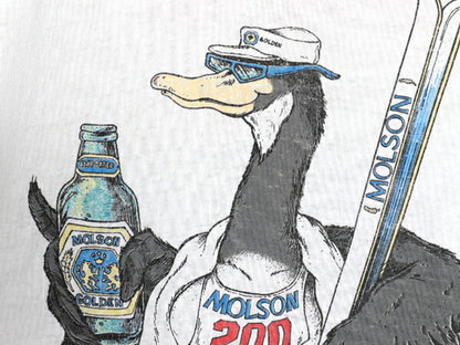 80s USA製 企業物 イラスト プリント リンガー Tシャツ メンズ XL 小さめ L / 古着 ヴィンテージ ビール アニマル キャラクター ガチョウ