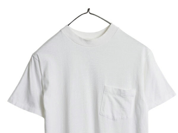 80s USA製 ジョッキー ポケット付き 無地 半袖 Tシャツ メンズ M 小さめ S 古着 ヴィンテージ シングルステッチ ポケT インナー ホワイト