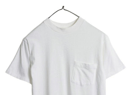 80s USA製 ジョッキー ポケット付き 無地 半袖 Tシャツ メンズ M 小さめ S 古着 ヴィンテージ シングルステッチ ポケT インナー ホワイト