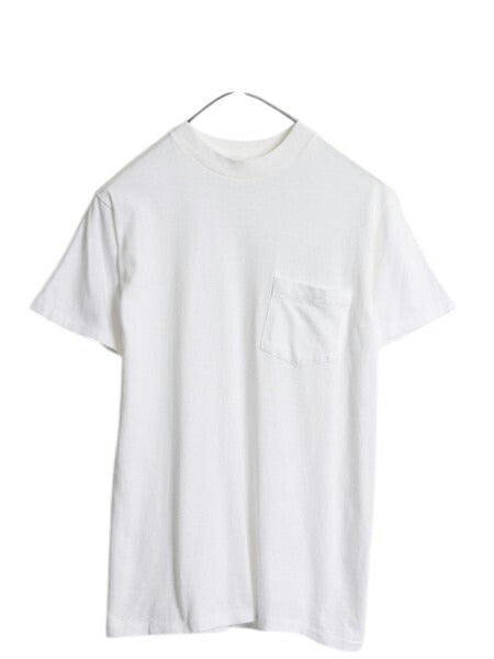 80s USA製 ジョッキー ポケット付き 無地 半袖 Tシャツ メンズ M 小さめ S 古着 ヴィンテージ シングルステッチ ポケT インナー ホワイト