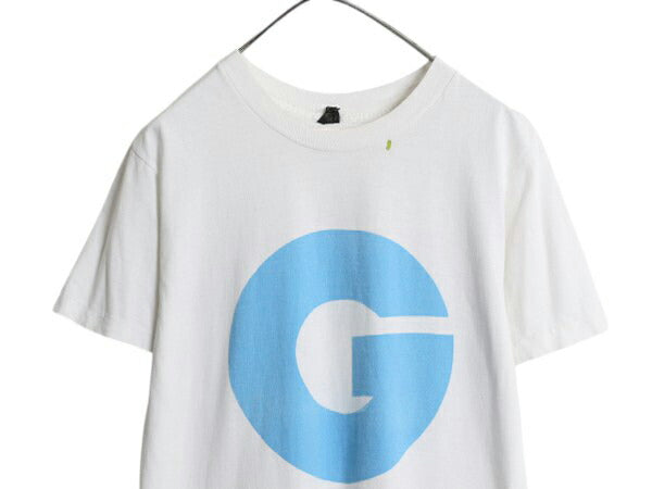 80s USA製 GQ 両面 グラフィック プリント Tシャツ メンズ L 小さめ M ヴィンテージ シングルステッチ ヘビーウェイト イラスト 企業物 白
