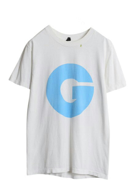 80s USA製 GQ 両面 グラフィック プリント Tシャツ メンズ L 小さめ M ヴィンテージ シングルステッチ ヘビーウェイト イラスト 企業物 白