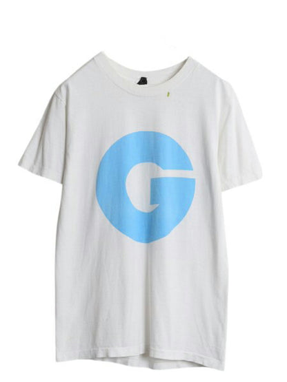 80s USA製 GQ 両面 グラフィック プリント Tシャツ メンズ L 小さめ M ヴィンテージ シングルステッチ ヘビーウェイト イラスト 企業物 白