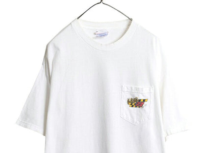 00s USA製 ナスカー イラスト 両面 プリント ポケット付き Tシャツ メンズ XL オールド モータースポーツ レース 企業 ポケT 大きいサイズ