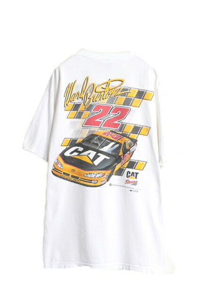 00s USA製 ナスカー イラスト 両面 プリント ポケット付き Tシャツ メンズ XL オールド モータースポーツ レース 企業 ポケT 大きいサイズ