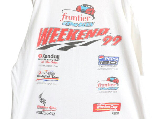90s ナスカー イラスト 両面 プリント Tシャツ メンズ XL オールド グラフィック モータースポーツ レース 企業 スポンサー 大きいサイズ