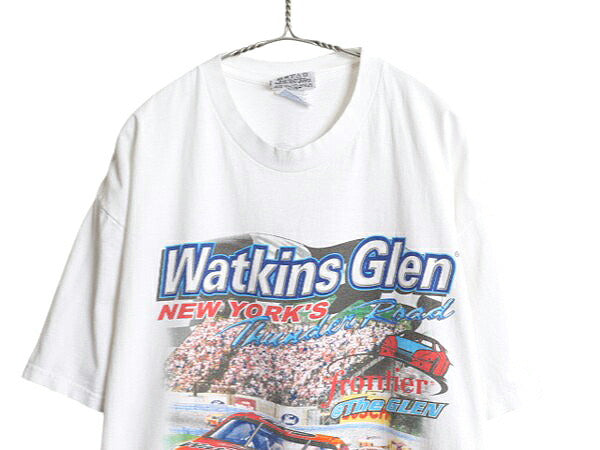 90s ナスカー イラスト 両面 プリント Tシャツ メンズ XL オールド グラフィック モータースポーツ レース 企業 スポンサー 大きいサイズ