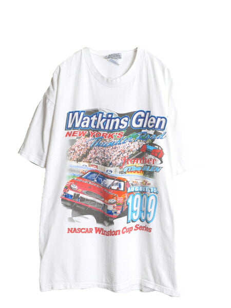 90s ナスカー イラスト 両面 プリント Tシャツ メンズ XL オールド グラフィック モータースポーツ レース 企業 スポンサー 大きいサイズ