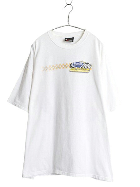 00s ナスカー イラスト 両面 プリント Tシャツ メンズ XL オールド グラフィック モータースポーツ レース 企業 スポンサー 大きいサイズ