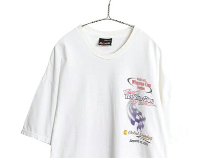 00s ナスカー イラスト 両面 プリント Tシャツ メンズ L オールド グラフィック モータースポーツ レース 企業 スポンサー オフィシャル 白