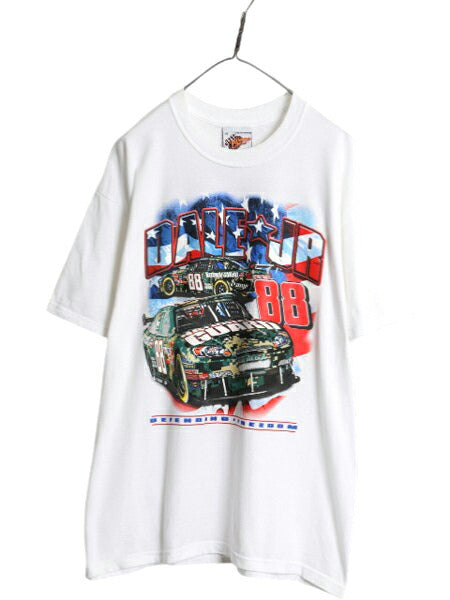 00s ナスカー イラスト 両面 プリント Tシャツ メンズ XL オールド グラフィック モータースポーツ レース 企業 スポンサー 大きいサイズ