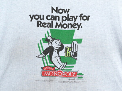 90s モノポリー キャラクター イラスト プリント Tシャツ メンズ XL 古着 90年代 オールド MONOPOLY オフィシャル シングルステッチ ブルー