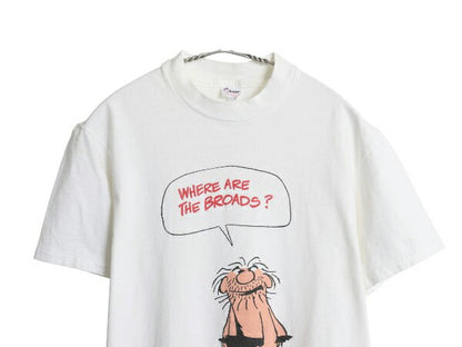 80s USA製 ジョーク キャラクター イラスト プリント Tシャツ メンズ M 小さめ S ヴィンテージ グラフィック シングルステッチ 下ネタ エロ