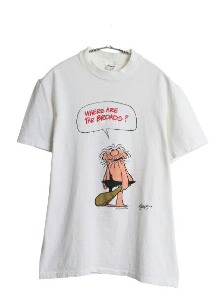 80s USA製 ジョーク キャラクター イラスト プリント Tシャツ メンズ M 小さめ S ヴィンテージ グラフィック シングルステッチ 下ネタ エロ