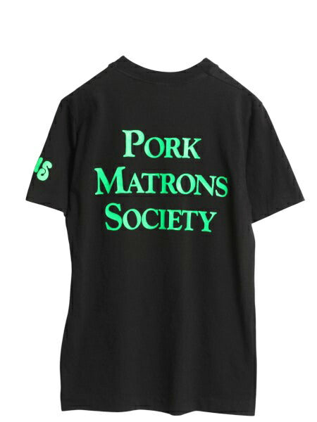 90s USA製 ブタ キャラクター イラスト 3面 プリント Tシャツ メンズ レディース S 古着 オールド アニマル キャラクター グラフィック 黒