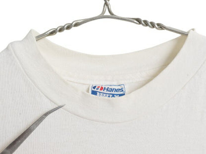 80s USA製 地球 メッセージ イラスト プリント Tシャツ メンズ L 小さめ M ヴィンテージ グラフィック シングルステッチ ヘビーウェイト 白