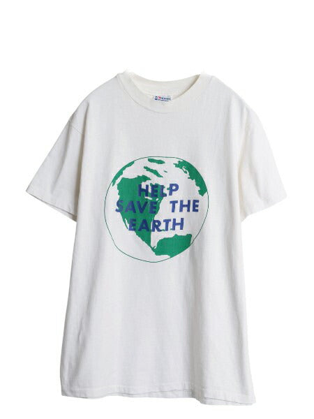 80s USA製 地球 メッセージ イラスト プリント Tシャツ メンズ L 小さめ M ヴィンテージ グラフィック シングルステッチ ヘビーウェイト 白